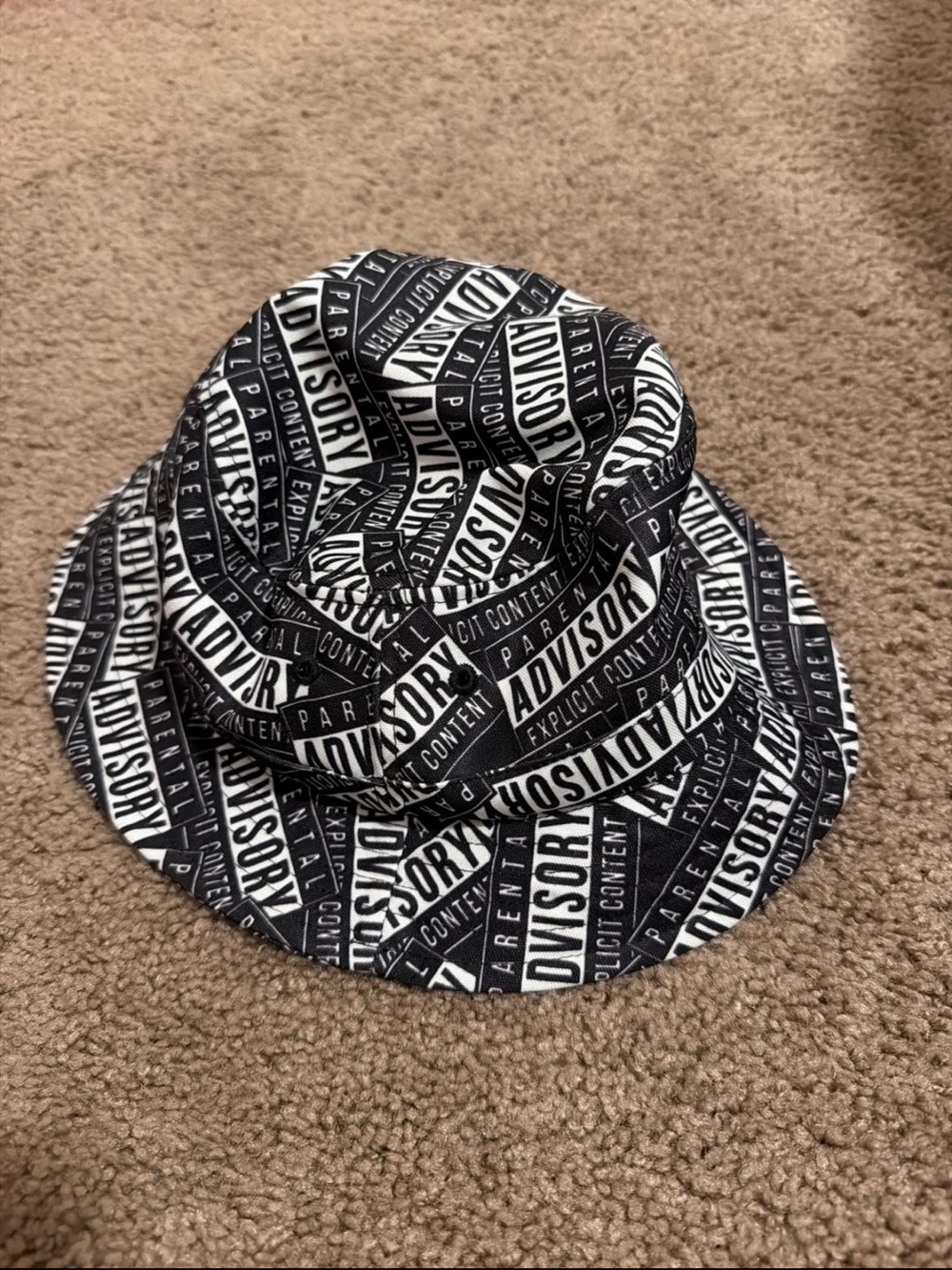 Parental Advisory Explicit Content Black & White Bucket Hat